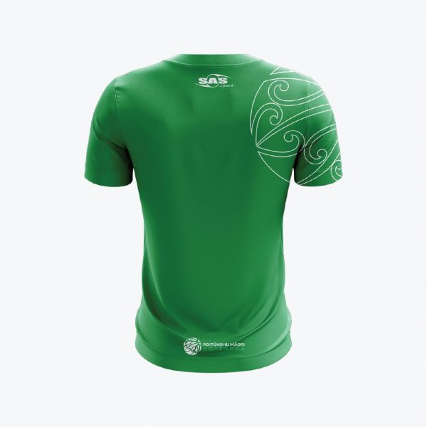 Maori Basketball Merchandise -2022-Adults Green Tee - Image 2
